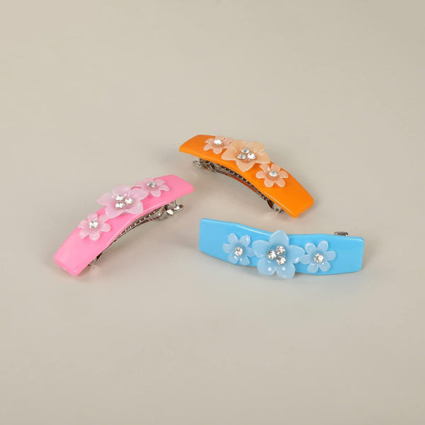 Women Multi Color Set Of 3 French Barrette - Trendisia