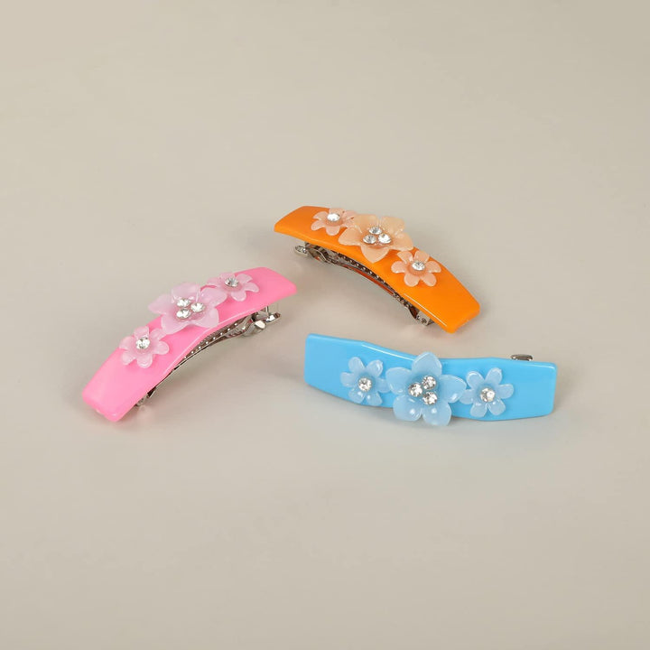 Women Multi Color Set Of 3 French Barrette - Trendisia