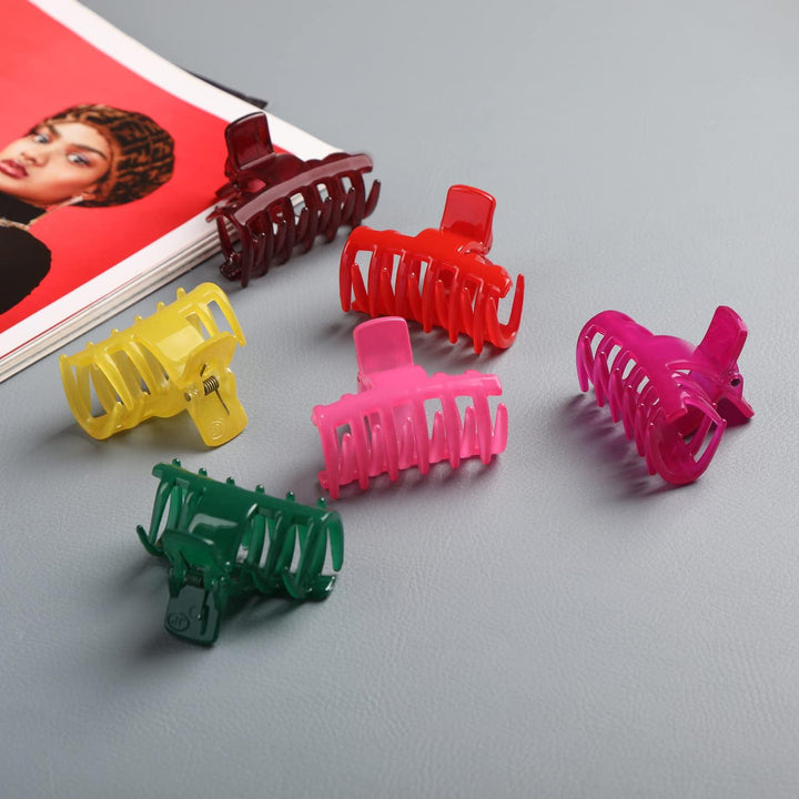 Women Multi Color Set Of 6 Claw Hair Clips - Trendisia