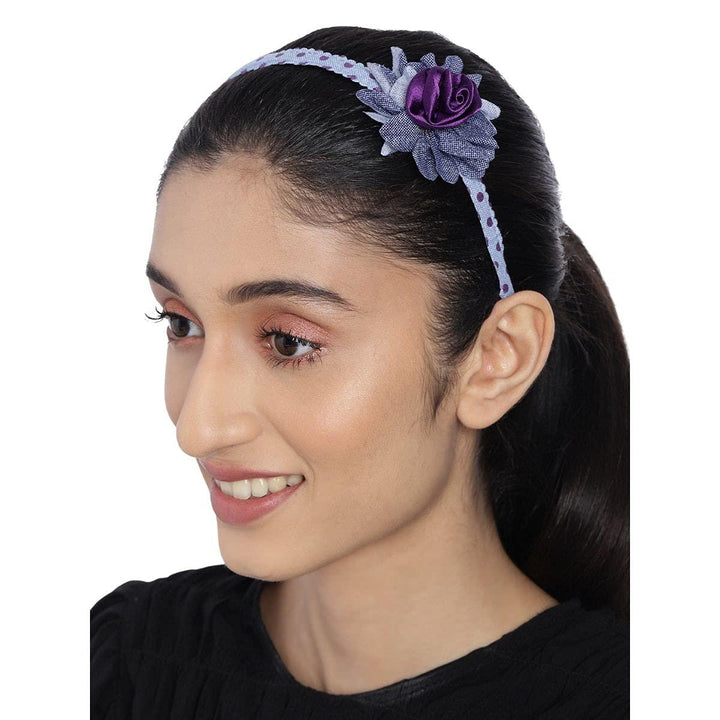 Women Navy Blue Purple Floral Hairband - Trendisia