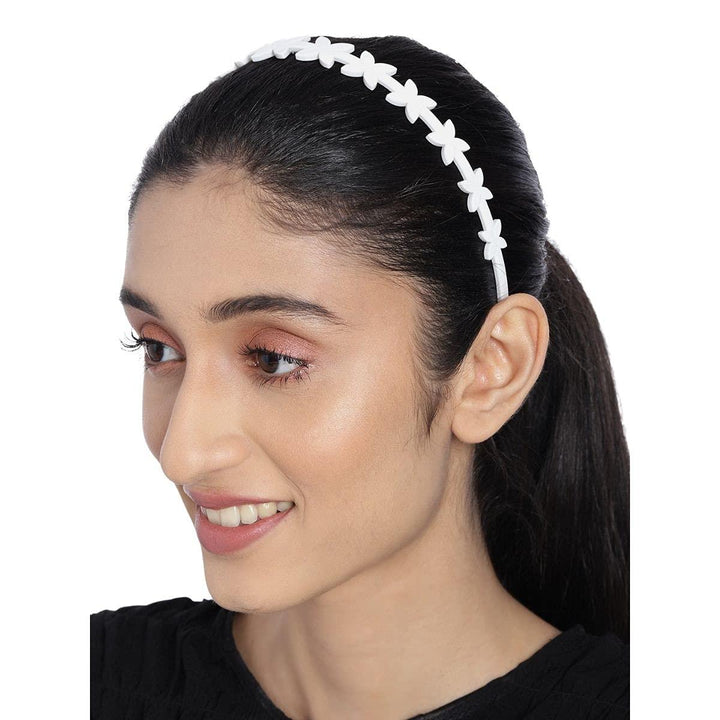 Women Off-White Handcrafted Floral Hairband - Trendisia