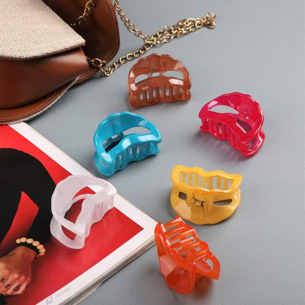 Women Red Blue Set of 6 Claw Clip - Trendisia
