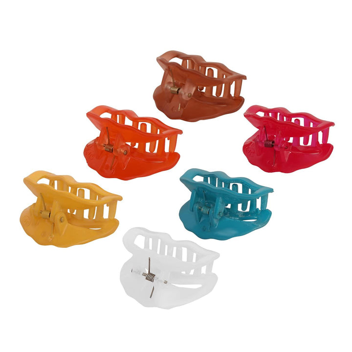 Women Red Blue Set of 6 Claw Clip - Trendisia