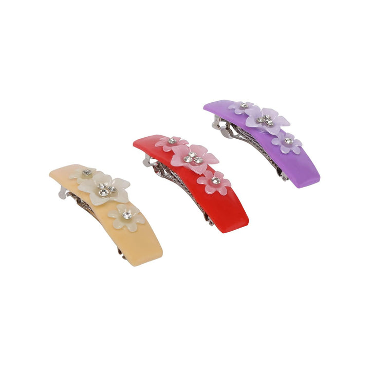 Women Red Lavender Set of 3 French Barrette - Trendisia