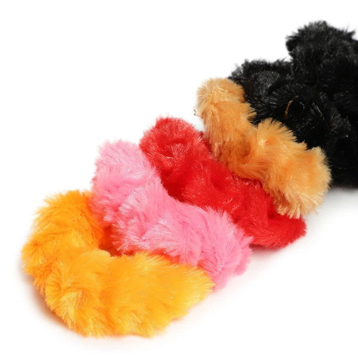 Women Set of 12 Faux Fur Scrunchies - Trendisia