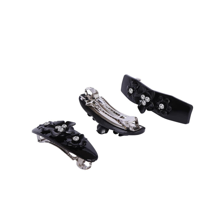 Women Set Of 3 Black French Barrette Clips - Trendisia