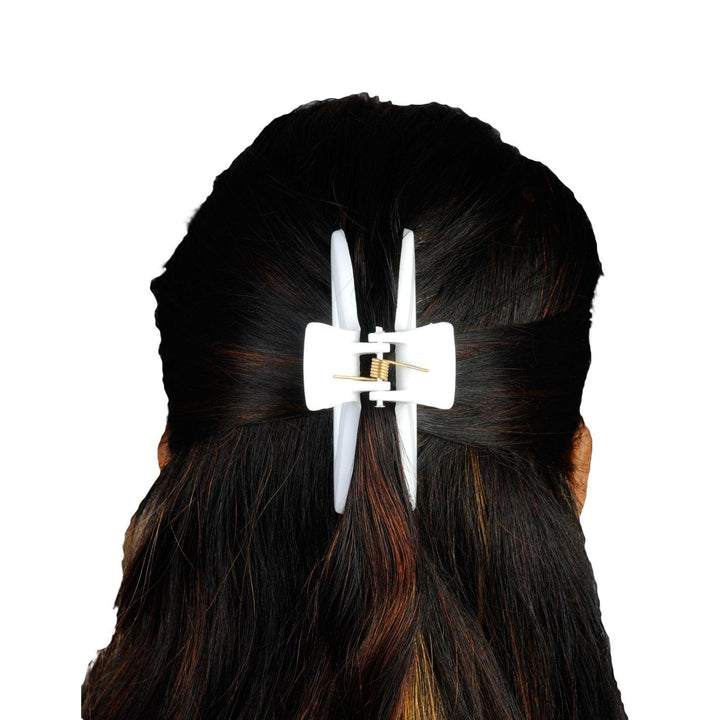 Women Set Of 3 White Acrylic Claw Clips - Trendisia