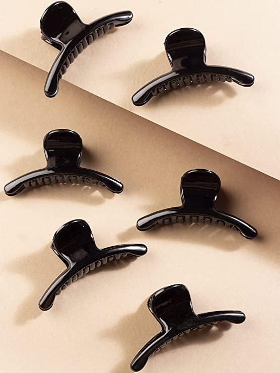Women Set Of 6 Black Acrylic Claw Clips - Trendisia