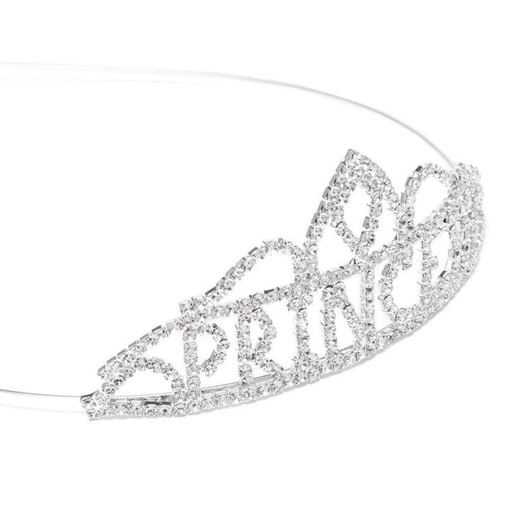 Women Silver-Toned Embellished Princess Tiara - Trendisia