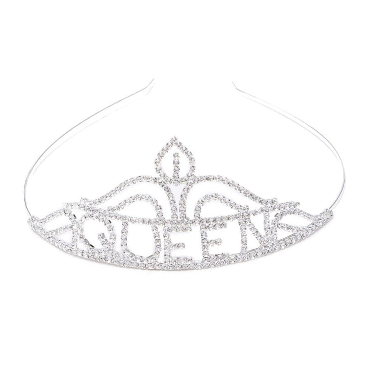 Women Silver-Toned Embellished Queen Tiara - Trendisia