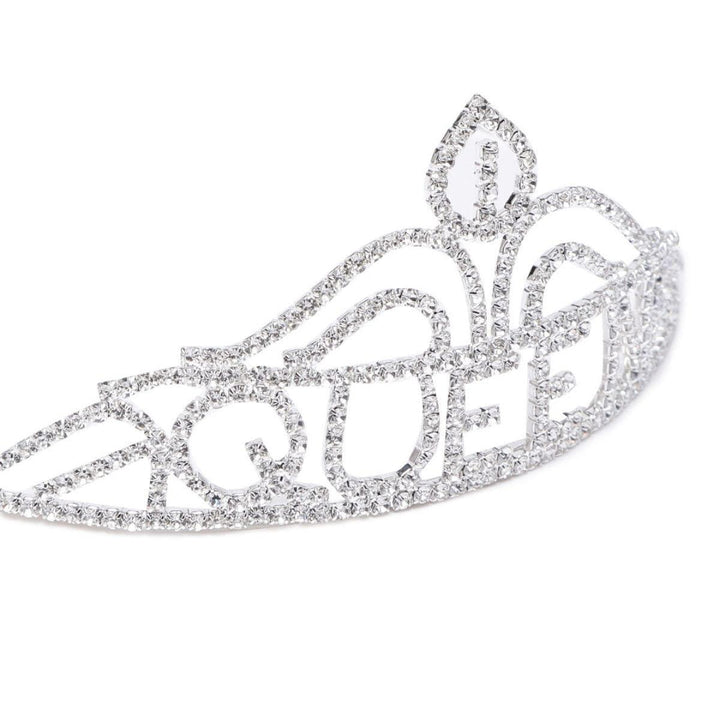 Women Silver-Toned Embellished Queen Tiara - Trendisia