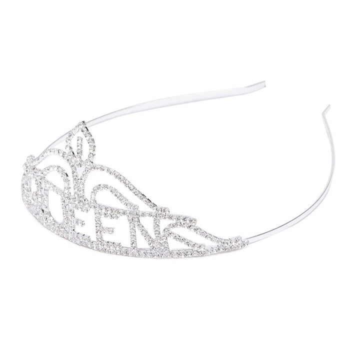 Women Silver-Toned Embellished Queen Tiara - Trendisia