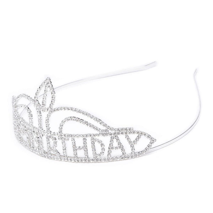 Women Silver-Toned Happy Birthday Tiara - Trendisia