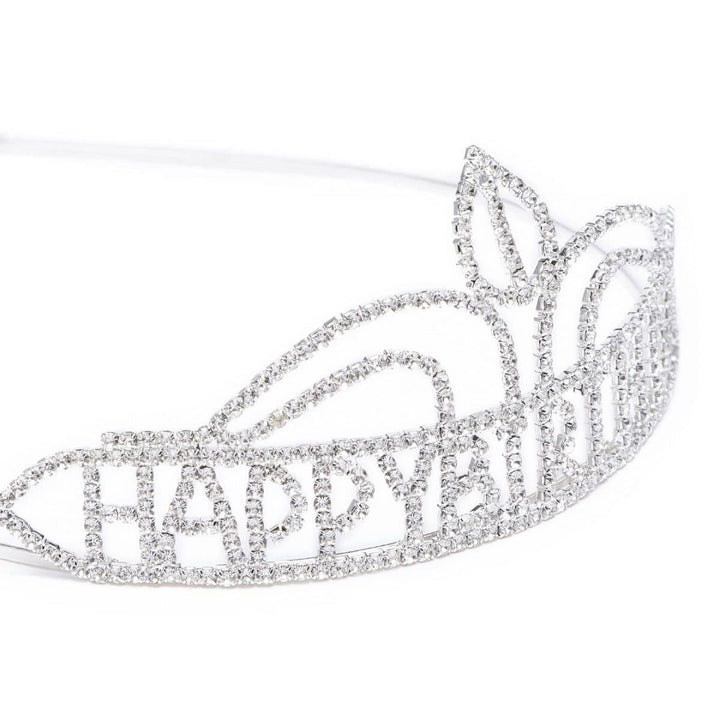 Women Silver-Toned Happy Birthday Tiara - Trendisia