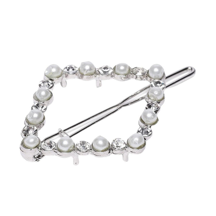 Women Silver-Toned Set of 6 Beaded Bobby Pins - Trendisia