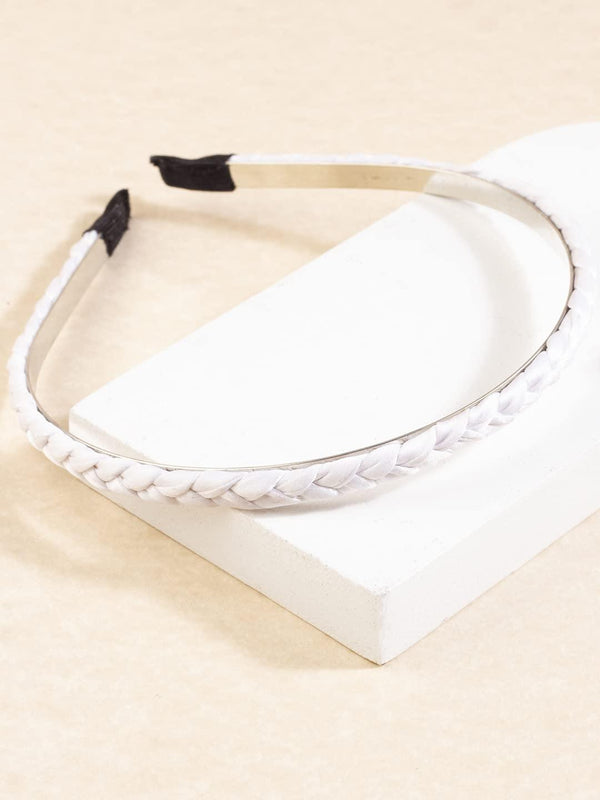 Women White Braided Hairband - Trendisia