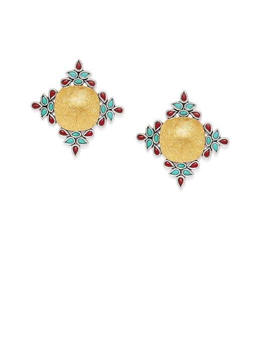 Women Yellow Square Studs - Trendisia