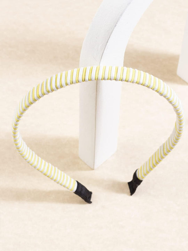 Women Yellow White Striped Hairband - Trendisia